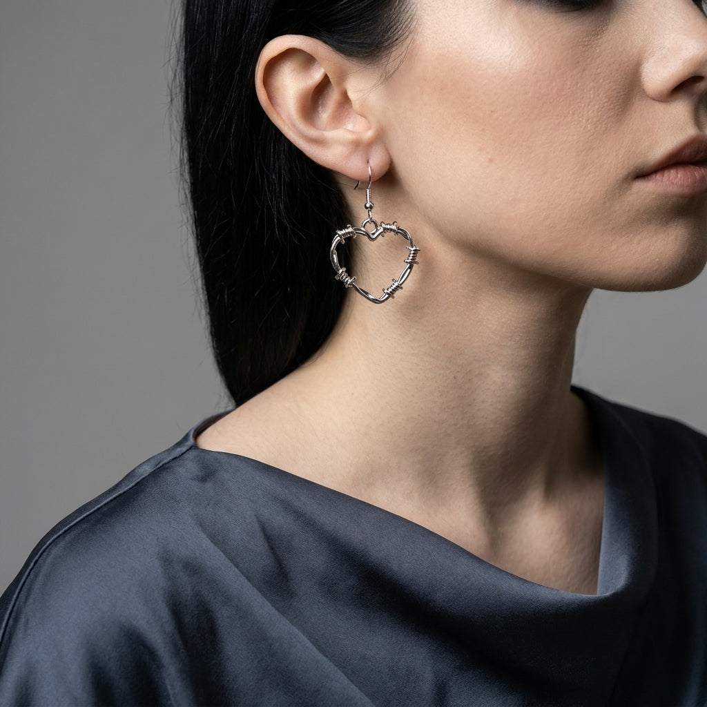 Barbed Wire Heart Earrings
