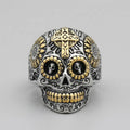 Gold Cross Skull Statement Ring
