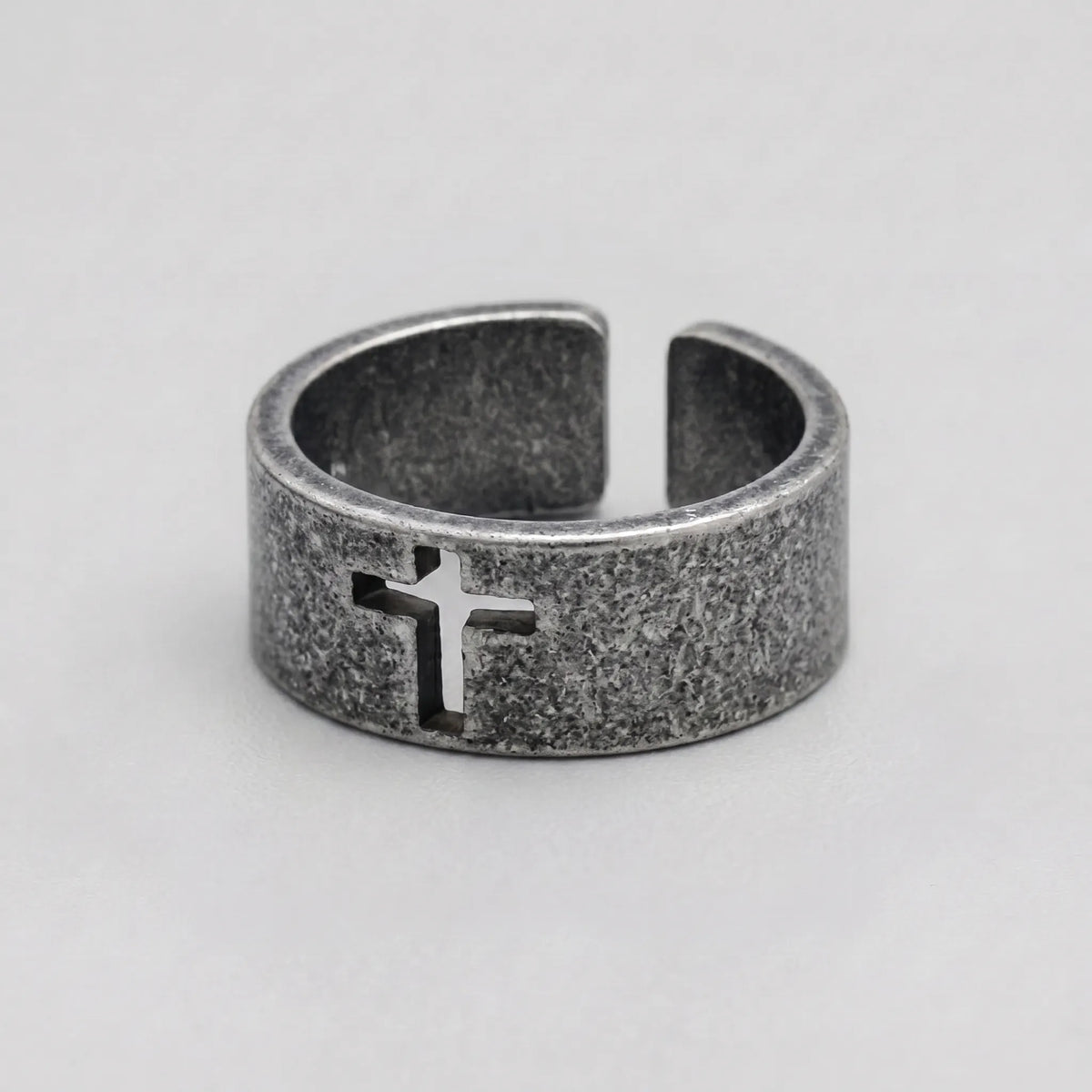 Shadow Cross Cutout Open Band Ring