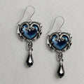 Haunted Blue Heart Skull Drop Earrings